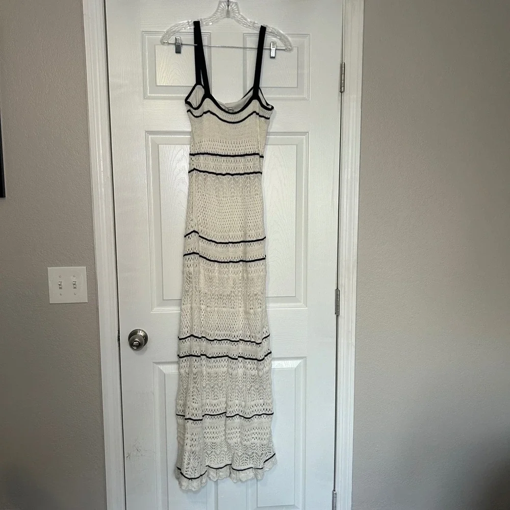 Abercrombie & Fitch Crochet Maxi Dress Black White Size M
